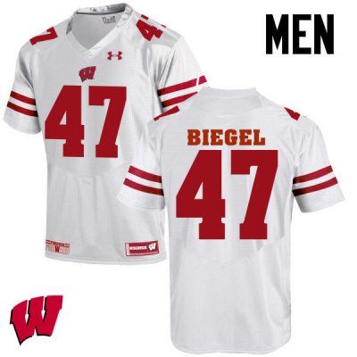 Men's Wisconsin Badgers NCAA #47 Vince Biegel White Authentic Under Armour Stitched College Football Jersey LU31T85CX